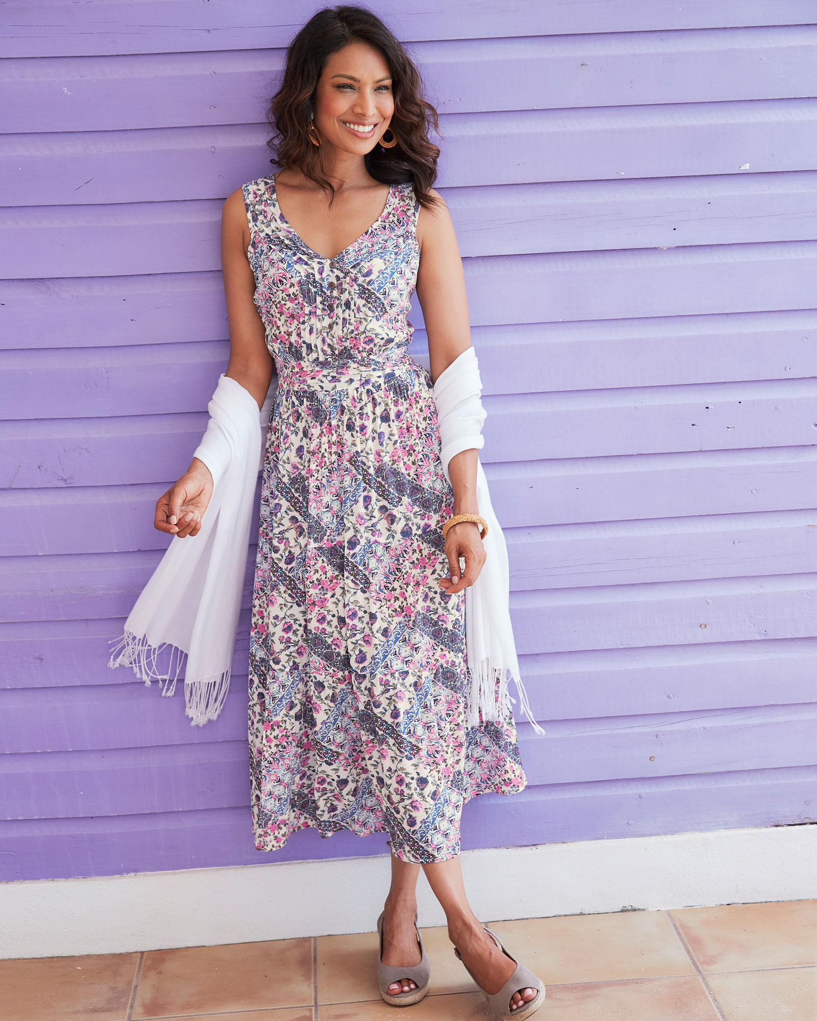 Long Crinkle Dress at Cotton Traders